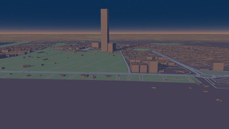 Karachi at dusk in 3D