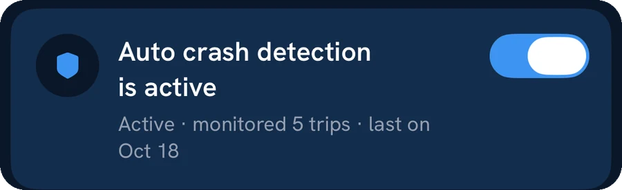Auto crash detection is active